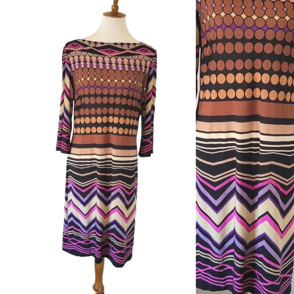 Donna Morgan 90's Multi-Color Mod Motif Sheath Dr… - image 2